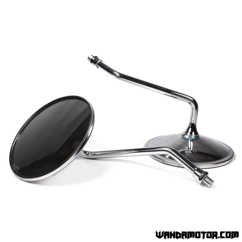 Scooter mirror pair round chrome